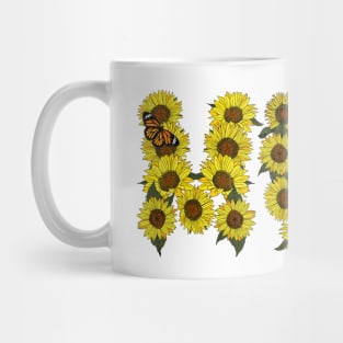 Mum Sunflowers Word Art Mug